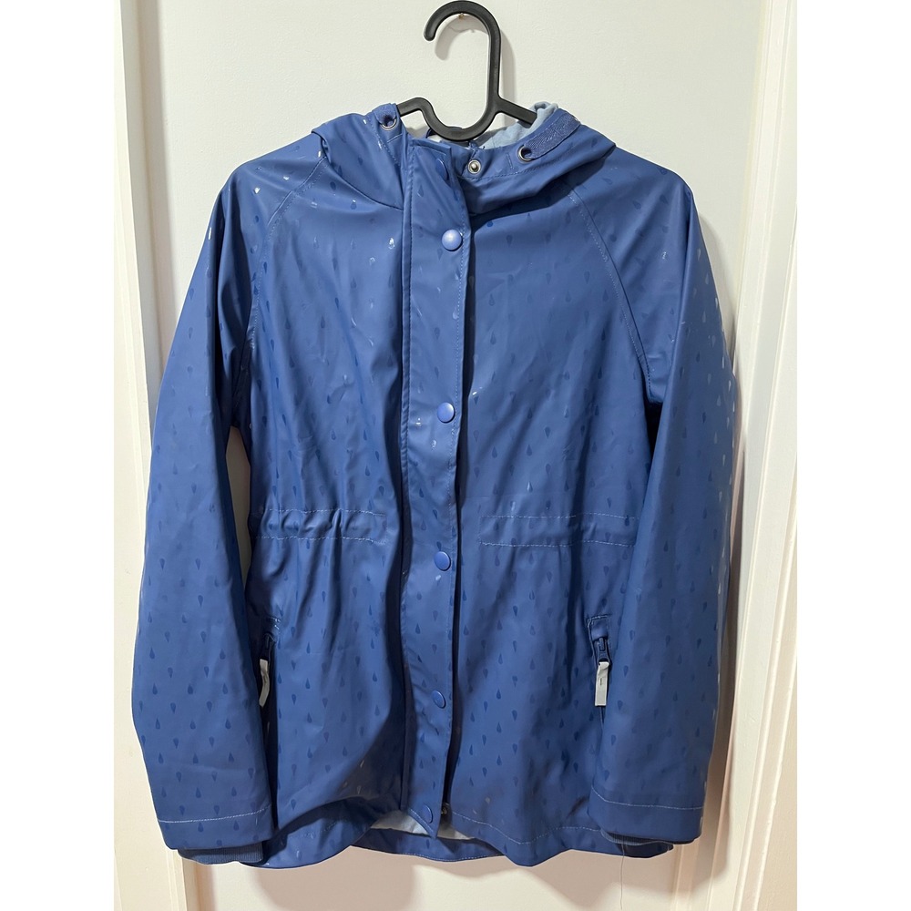 Alive Kids Blue Raindrop Print Hooded Raincoat Jacket Size 146/152